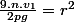  \frac{9.n.v_1}{2pg} = r^2